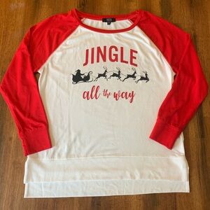 Modern Canvas Christmas shirt Large Red White Long Sleeve Lightweight Sweatshirt